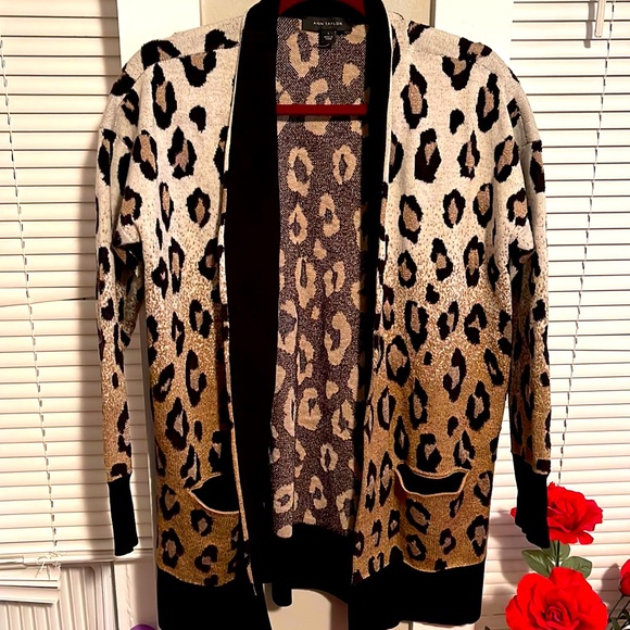 Ann Taylor Leopard Print Open Cardigan - Picture 1 of 6
